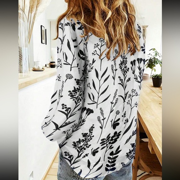 Boho floral print button down casual top - Picture 9 of 15